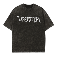 Street,Streetwear,Vintage,Washed,Cotton,Oversized,Loose,Charcoal,Graffiti,Dreamer,Tee,Unisex